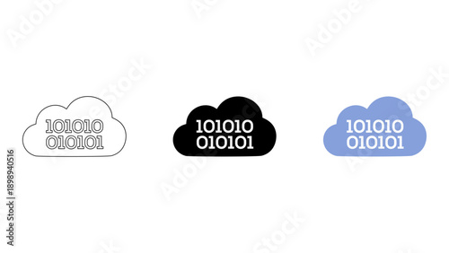 Cloud computing concept with binary data processing in digital storage