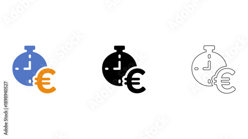 design concept representing the value of time and money with stopwatch and euro symbols
