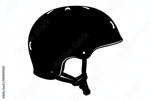 Protective Headgear Silhouette: A sleek, solid black helmet against a clean backdrop, highlighting safety and protection.
