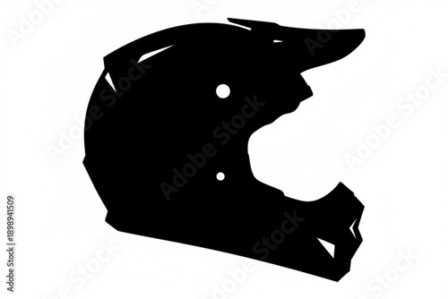 Motorcycle Helmet Silhouette: A minimalist representation of a motorcycle helmet, isolated against a background, highlighting its contours and form, an ideal design element for various applications.