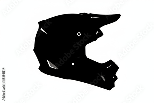 Motorcycle Helmet Silhouette: A sleek, black motorcycle helmet isolated, showcasing its contours and design. Emphasizing safety and protection for riders.