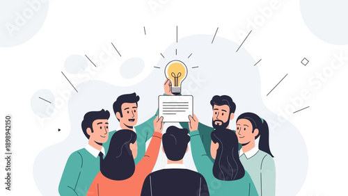 Teamwork, Collaboration, Innovative Idea, Solution, Light Bulb