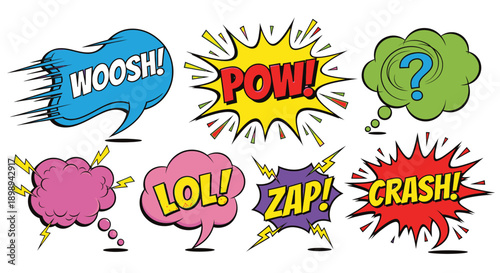 comic book speech bubbles with expressions