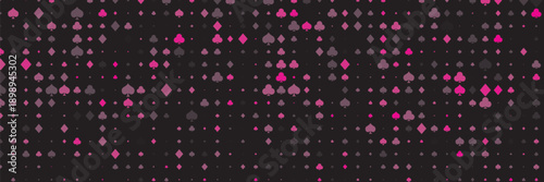 Dark Purple, Pink vector layout with elements of cards. Shining illustration with hearts, spades, clubs, diamonds. Design for ad, poster, banner of gambling websites.