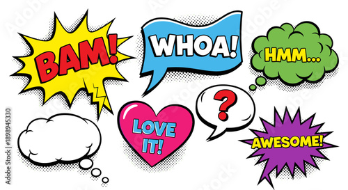 colorful comic speech bubbles