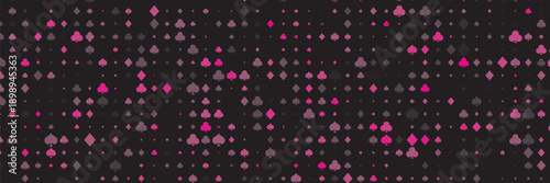 Dark Purple, Pink vector layout with elements of cards. Shining illustration with hearts, spades, clubs, diamonds. Design for ad, poster, banner of gambling websites.