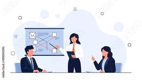 Business meeting with presentation and strategy discussion