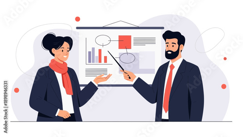 Business meeting with presentation, chart and diagram, team collaborate