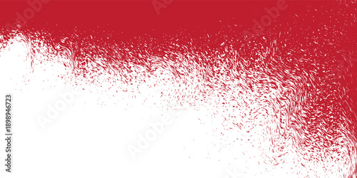 Red brush stroke background. Red ink splash on backdrop. Brush background for wallpaper, paint splatter template, dirt banner, watercolor design, dirty texture. Trendy brush background, vector
