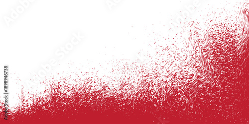 Red brush stroke background. Red ink splash on backdrop. Brush background for wallpaper, paint splatter template, dirt banner, watercolor design, dirty texture. Trendy brush background, vector