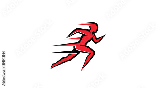 A Stylized Running Figure Badge Icon Representing Motion and Energetic Progress. transparent