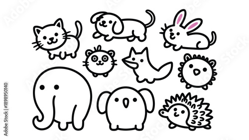 Adorable Animal Doodle Collection: A delightful collection of cute animal doodles, capturing the charm and simplicity of each creature