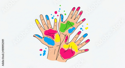 Hands with colorful paint artistic expression creative gesture hearts