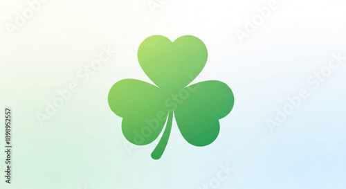 Green four leaf clover icon with gradient effect on soft pastel background symbolizing luck and fortune
