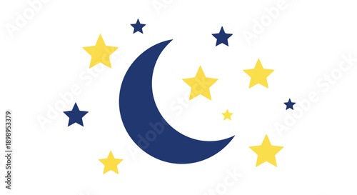 Celestial crescent moon and twinkling stars design perfect for wishing Ramadan Kareem 2026, symbolizing peace and a serene night sky