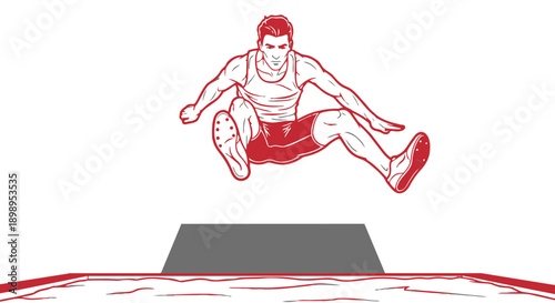 Man jumping over an obstacle in a dynamic motion vector illustration