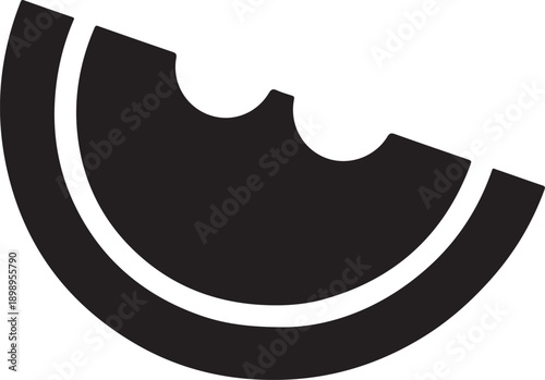 A simple black and white graphic of a semicircle with a bite taken out.