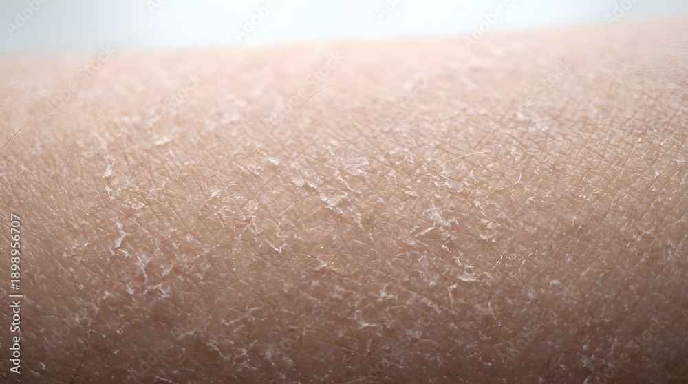 Fototapeta premium Macro Shot of Severely Dry, Flaky Human Skin with Visible Scales and Texture