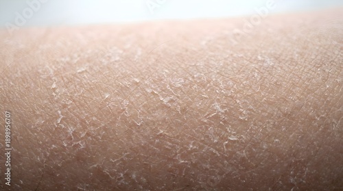 Macro Shot of Severely Dry, Flaky Human Skin with Visible Scales and Texture