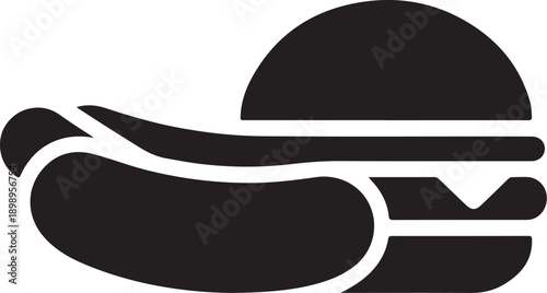 Burger and Hot Dog Icon – Fast Food Meal Symbol in Black Silhouette

