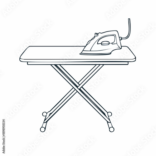 Ironing board with iron outline