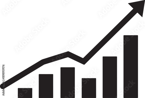 Graph showing an upward trend with a bar chart and line graph