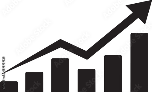 Graph showing an upward trend with a bar chart and line graph