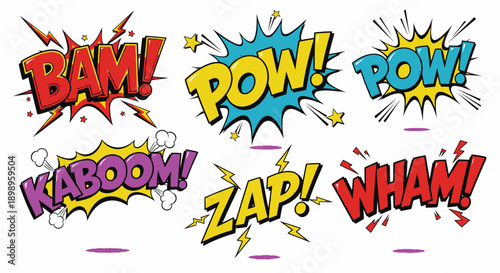 colorful comic book sound effects