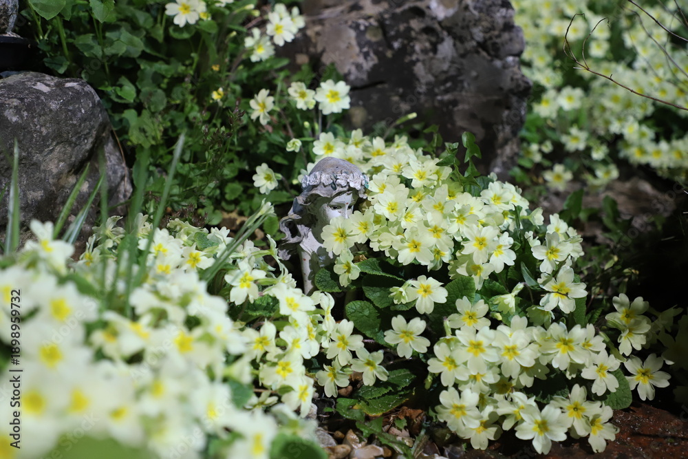 Obraz premium A fairy tale scene of a woman being thoughtful among flowers