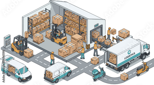 Warehouse and logistics operation with delivery vehicles