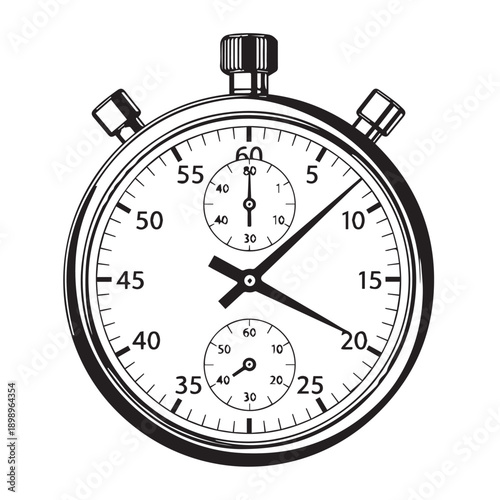 Precise metallic stopwatch with multiple dials and pushers for timing events.