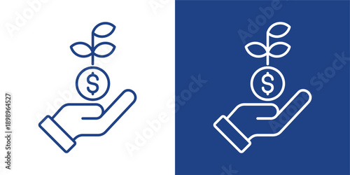 Growth Blue And White Icon Style Collection