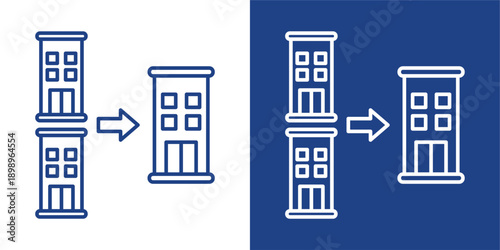 Merger Blue And White Icon Style Collection