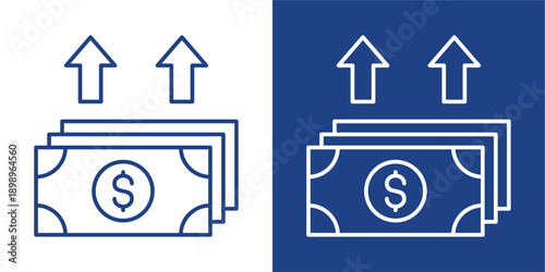Revenue Blue And White Icon Style Collection