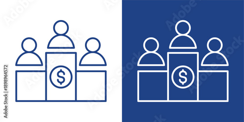 Competitiveness Blue And White Icon Style Collection