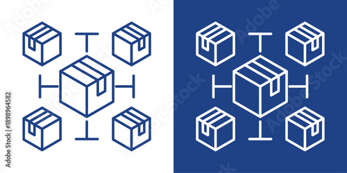 Distribution Blue And White Icon Style Collection