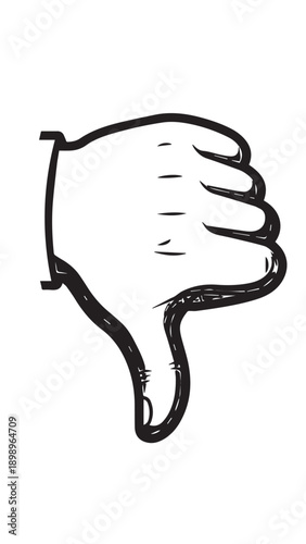 Thumbs Down Hand Illustration Symbolizing Disapproval and Negative Gesture.