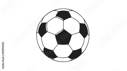 Classic black and white soccer ball with hexagonal panels on a plain background.