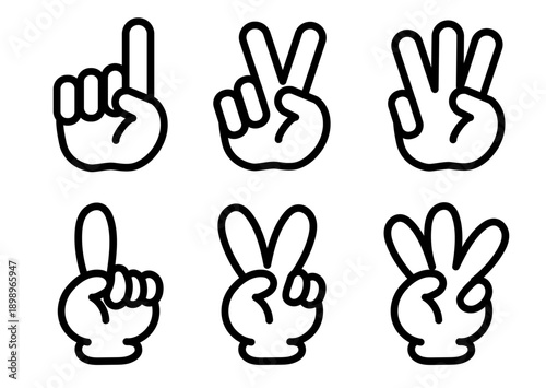 ステップ表示用 指の数字1・2・3 ハンドサインセット 説明・案内向けアイコン素材