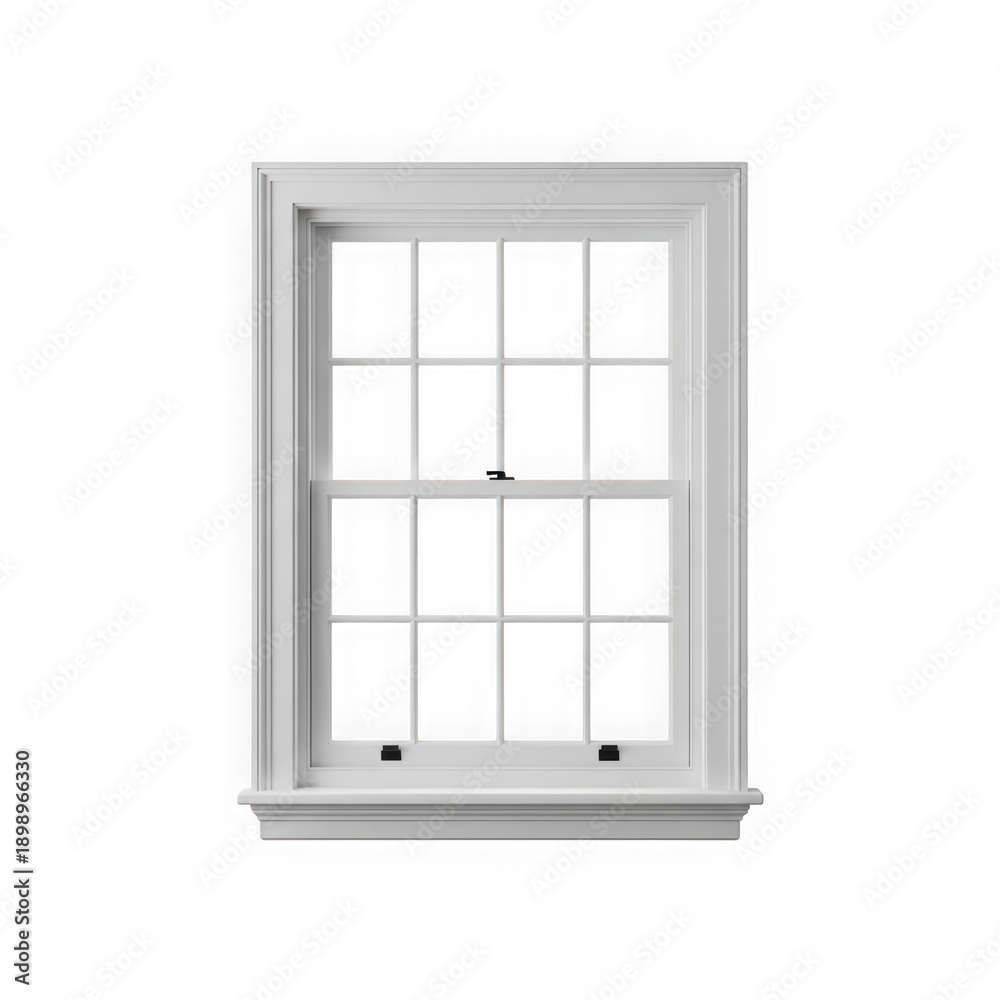 Obraz premium Simple white window frame isolated on a transparent background