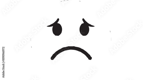 Simple sad face emoji showing a downturned mouth with hollow eyes for emotional expression.