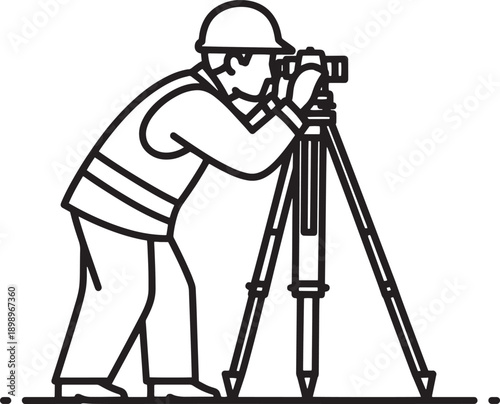 A surveyor meticulously operates a theodolite, establishing accuracy in a construction site, essential for precision and project success.