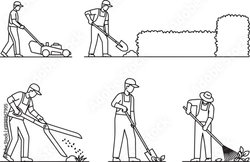 A landscaper's work showcase garden care maintenance and trimming, meticulously depicted in this engaging illustration, the comprehensive guide to creating and maintaining a neat.