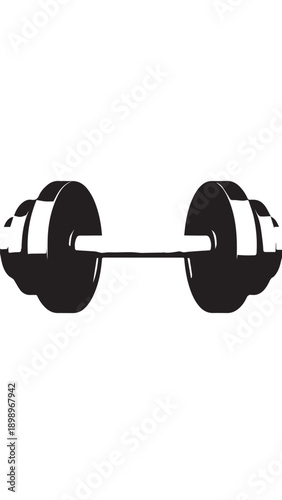 Minimalist barbell icon with weights, representing weightlifting and fitness.