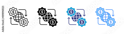 Currency Exchange icon set multiple style collection