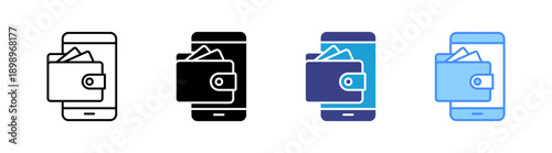 Mobile Wallet  icon set multiple style collection