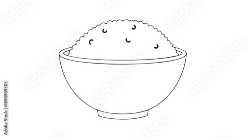 Steaming white rice served in a simple ceramic bowl, a comforting and wholesome meal.