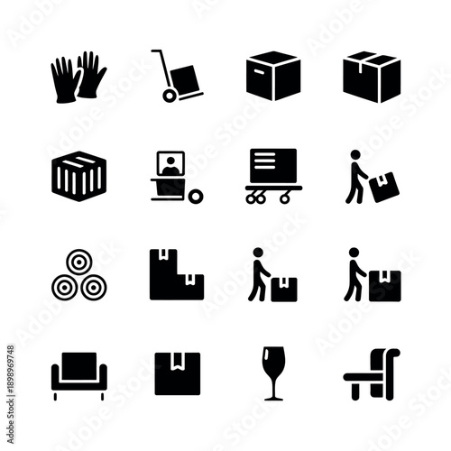 Delivery and shipping icons set for logistics and transportation