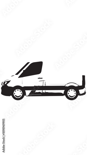 White Flatbed Truck Chassis Without Trailer Illustration for Transportation Category.