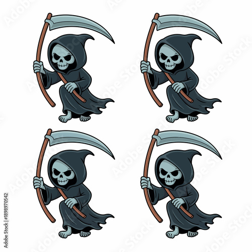 Grim reaper illustration set